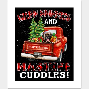 Warm Snuggles And Mastiff Cuddles Truck Tree Christmas Gift Posters and Art